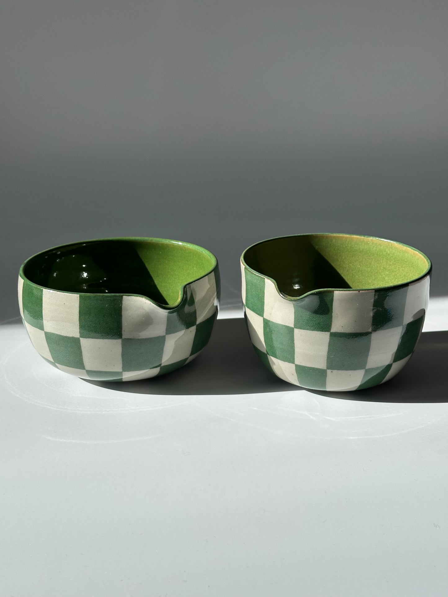 checkered matcha bowl