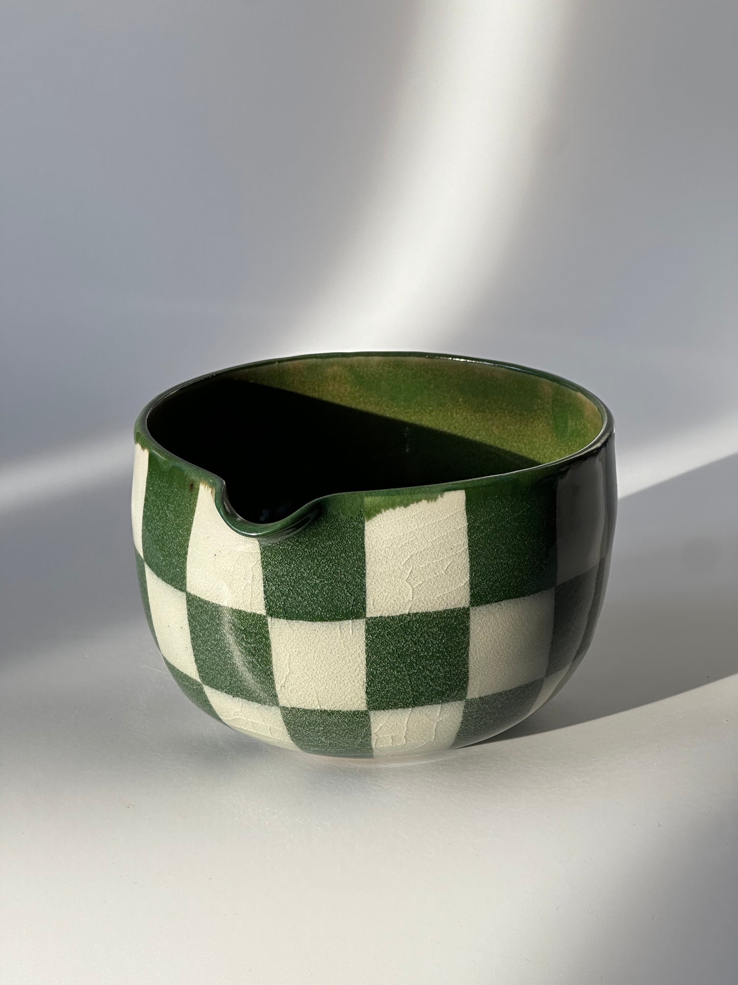 checkered matcha bowl